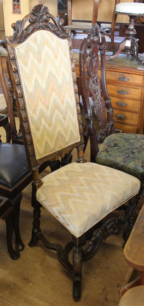 18th century style carved oak high back chair